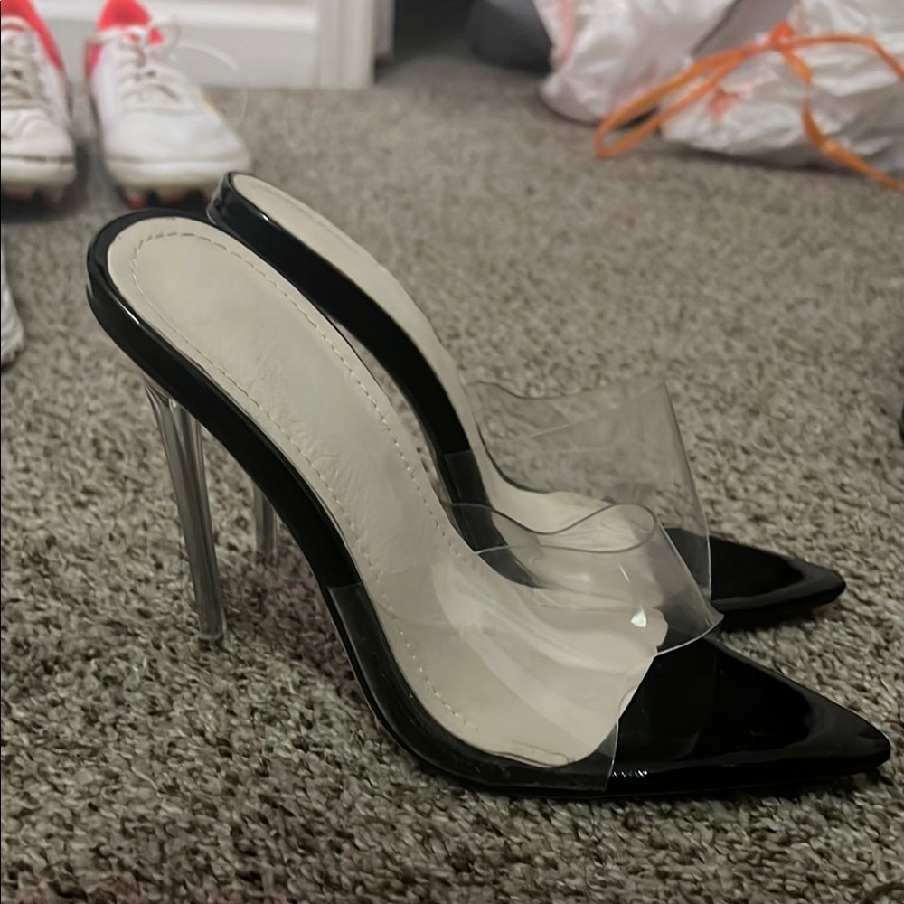 Black and Clear Stiletto Heels